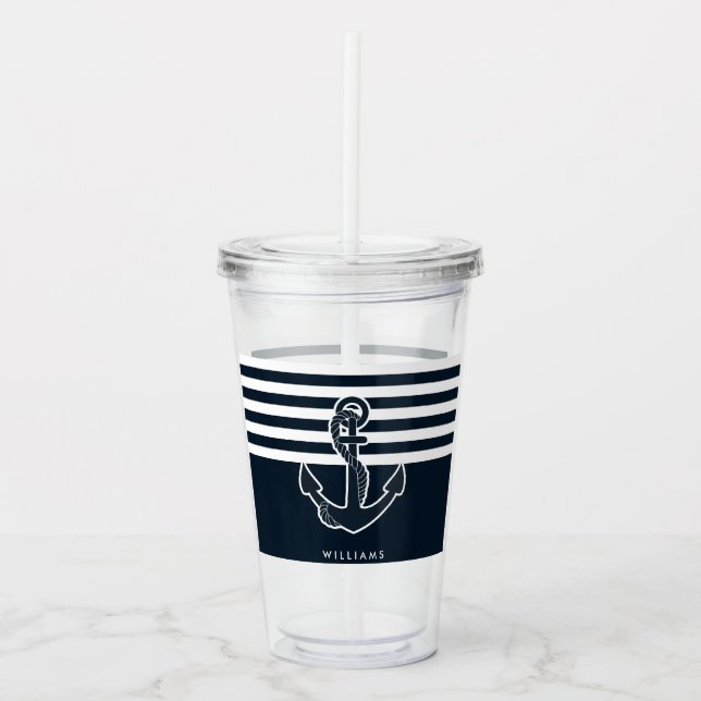 Anchor & Stripes Acrylic Tumbler (Front)