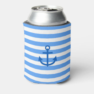 Anchor Stripes Blue & White  Can Cooler