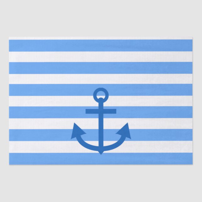 Anchor Stripes Blue & White  Tissue Paper (Front)