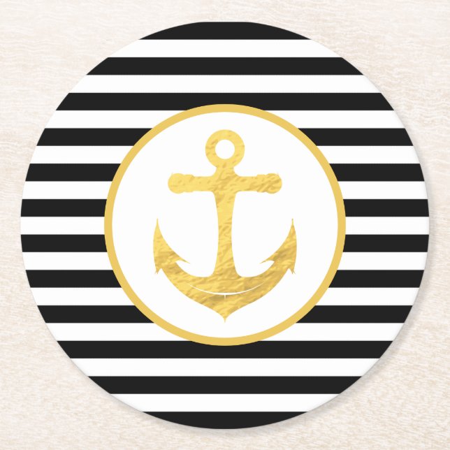 Anchor & Stripes | Nautical Theme | Coasters (Front)