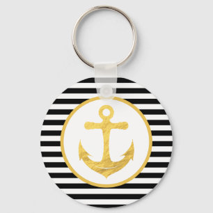 Anchor & Stripes Nautical Theme Keychain