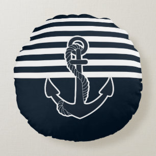 Anchor & Stripes Round Pillow