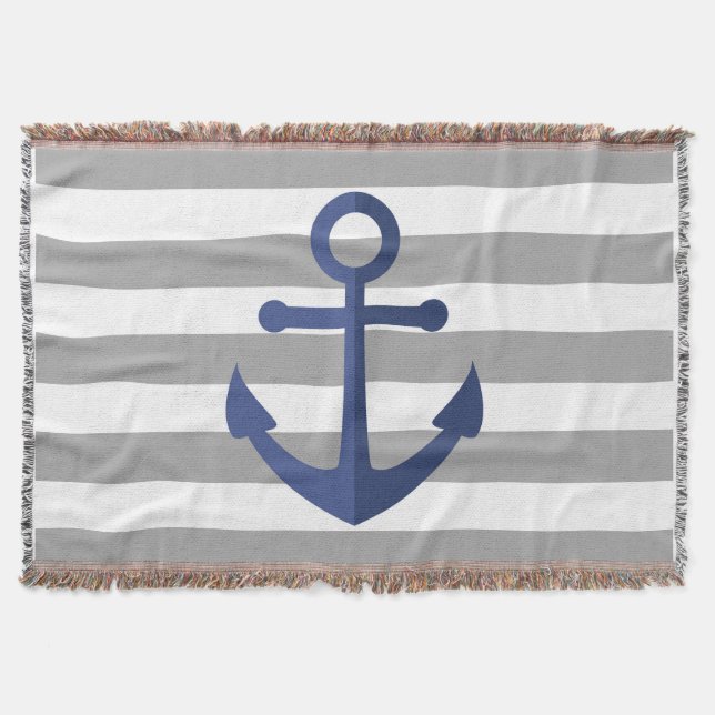 Anchor & Stripes Throw Blanket (Front)