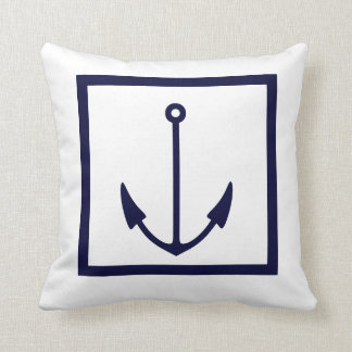 Anchor stripes WHITE on NAVY BLUE PILLOW
