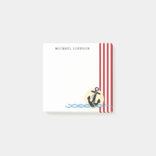 Anchor, Sun and Water Nautical Personalized Post-it Notes