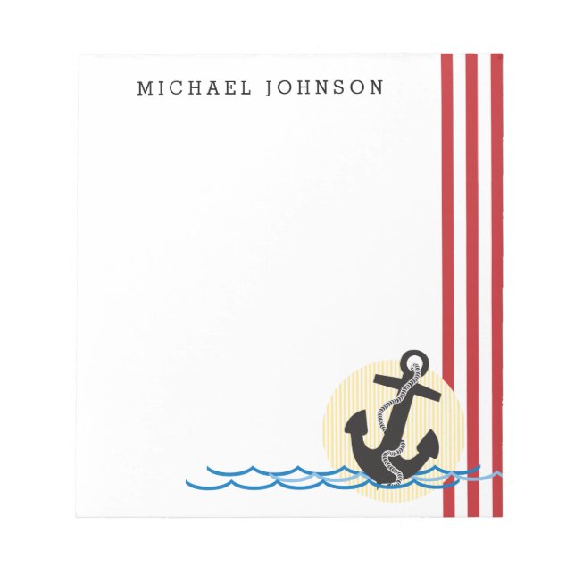 Anchor, Sun and Water Personalized Notepad (Front)