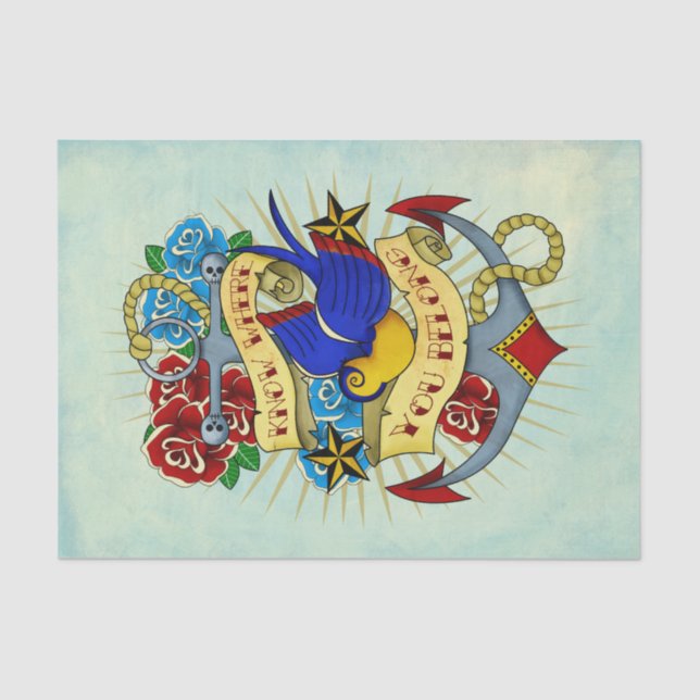 Anchor, Swallow and Roses Tissue Paper (Front)