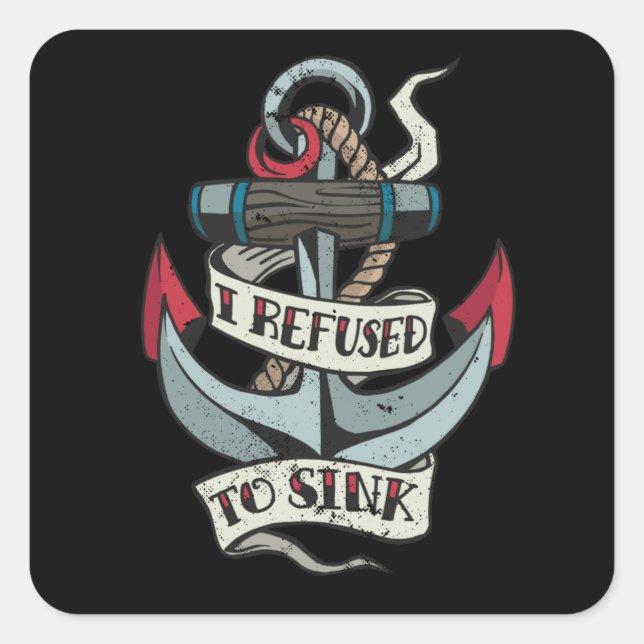 Anchor Tattoo Square Sticker (Front)