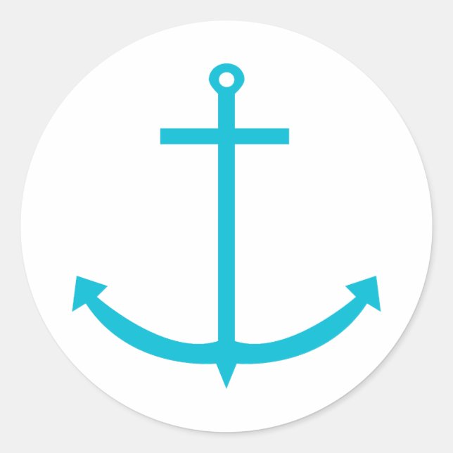 Anchor Turquoise Nautical Classic Round Sticker (Front)