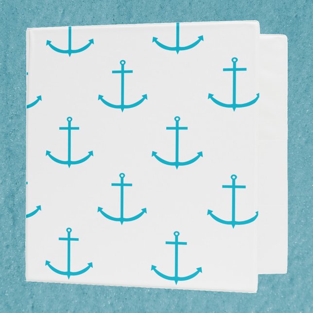 Anchor Turquoise Pattern Binder (A binder with a turquoise anchor pattern)