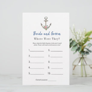 Anchor  "Where were they" Bridal shower game