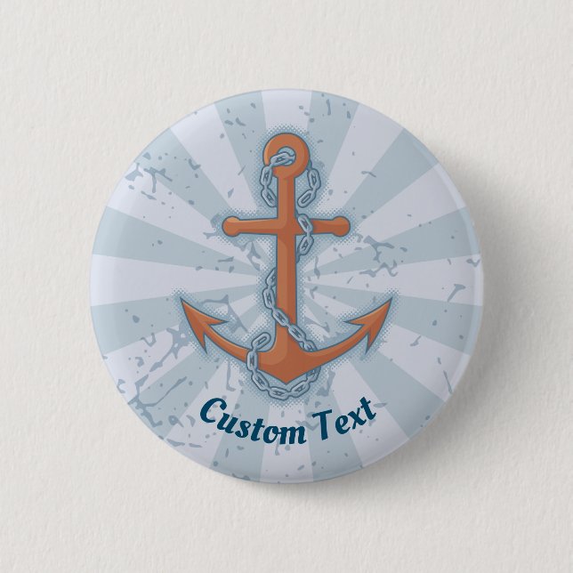 Anchor with Chain 2 Inch Round Button (Front)
