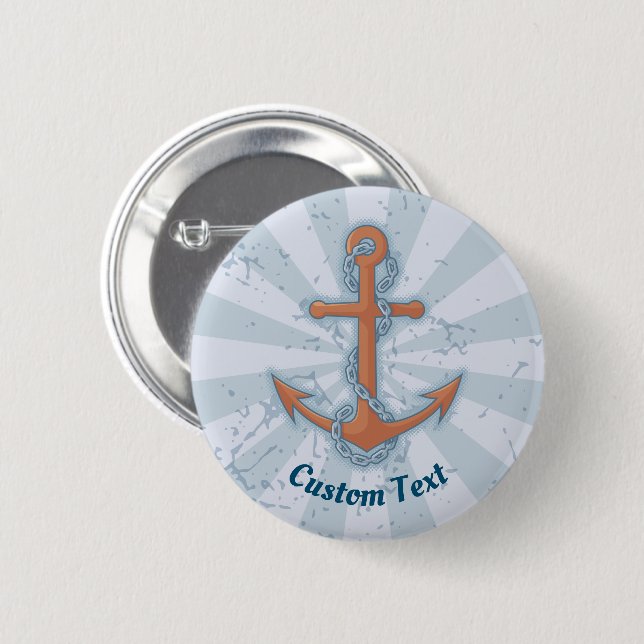Anchor with Chain 2 Inch Round Button (Front & Back)