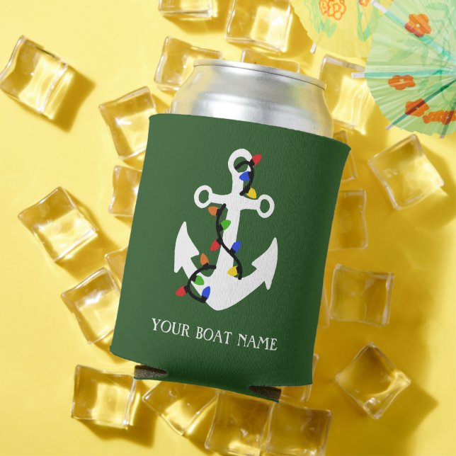 Anchor with Christmas Lights Nautical Can Cooler (In Situ Summer)