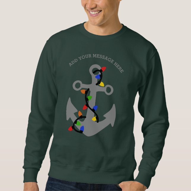 Anchor with Christmas Lights Nautical Sweatshirt (Front)