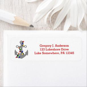 Anchor with Christmas Lights Return Address