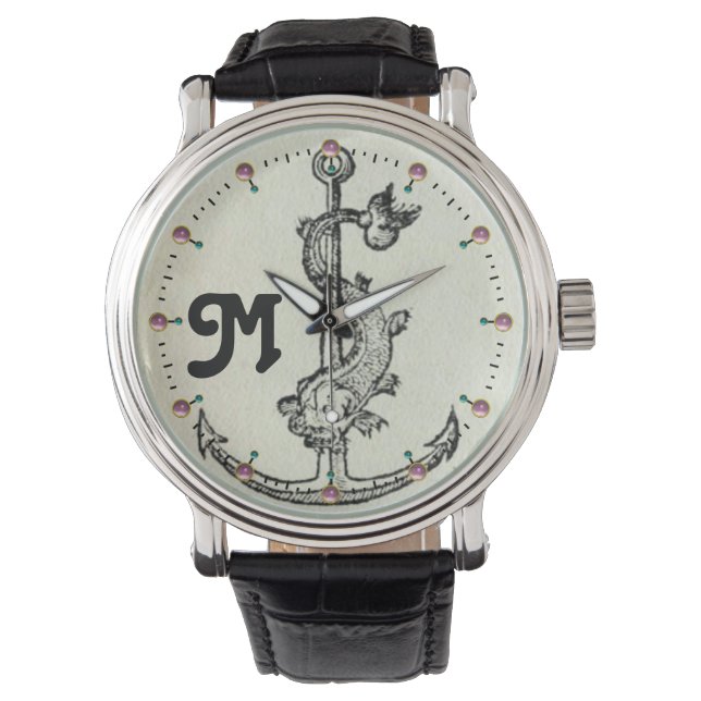 ANCHOR WITH FISH NAUTICAL MONOGRAM WATCH (Front)