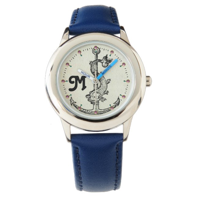 ANCHOR WITH FISH NAUTICAL MONOGRAM WATCH (Front)