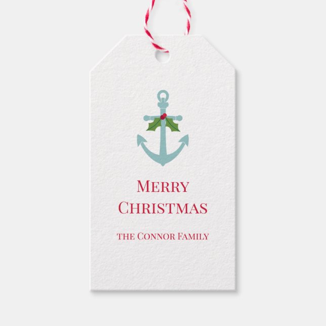 Anchor with Holly Gift Tag (Front)