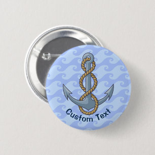 Anchor with Rope 2 Inch Round Button