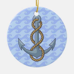 Anchor with Rope Ceramic Ornament