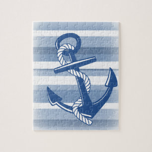 Anchor with rope in blue hues jigsaw puzzle