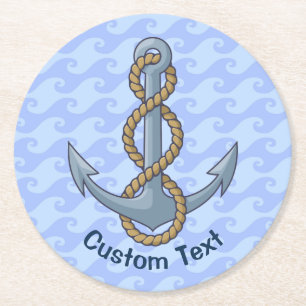 Anchor with Rope Round Paper Coaster