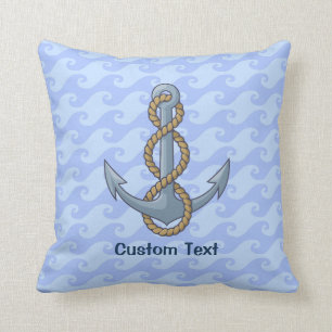 Anchor with Rope Throw Pillow
