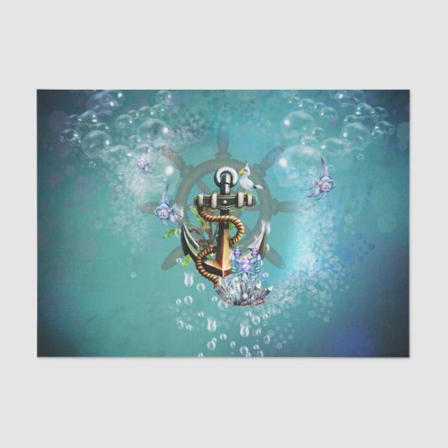 Anchor with seagull and fish tissue paper (Front)