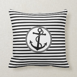 Anchor with Stripes Throw Pillow