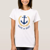 Anchor Your Boat Name Gold Laurel Leaves White T-Shirt (Front)