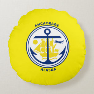 Anchorage (Alaska) City flag Round Pillow
