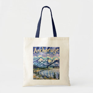 Anchorage Alaska Landscape Van Gogh Vintage Travel Tote Bag