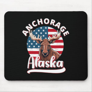 Anchorage Alaska Moose Viewing Alaskan Flag Huntin Mouse Pad