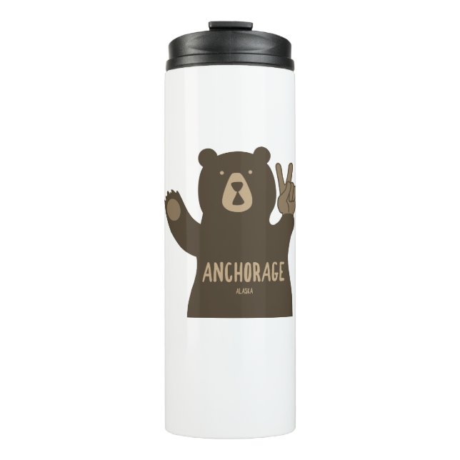 Anchorage Alaska Peace Bear Thermal Tumbler (Front)