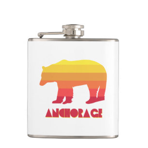 Anchorage Alaska Rainbow Bear Hip Flask