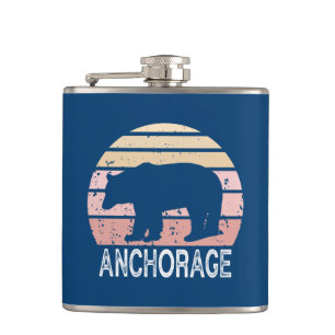 Anchorage Alaska Retro Bear Hip Flask