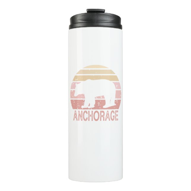 Anchorage Alaska Retro Bear Thermal Tumbler (Front)