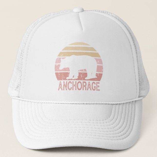 Anchorage Alaska Retro Bear Trucker Hat (Front)