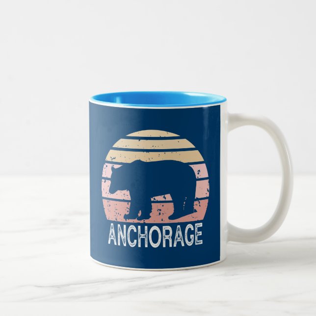 Anchorage Alaska Retro Bear Two-Tone Coffee Mug (Right)