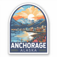 Anchorage Alaska Travel Art Emblem