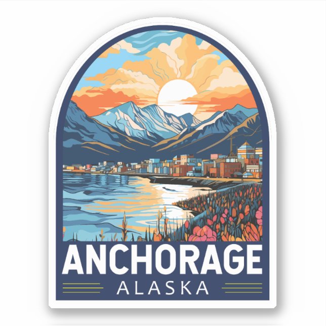 Anchorage Alaska Travel Art Emblem (Front)