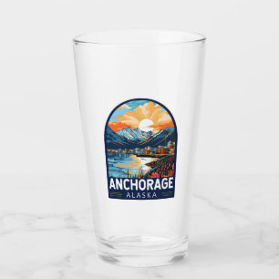 Anchorage Alaska Travel Art Emblem Glass