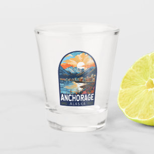 Anchorage Alaska Travel Art Emblem Shot Glass