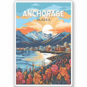 Anchorage Alaska Travel Art Vintage