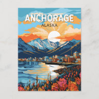 Anchorage Alaska Travel Art Vintage