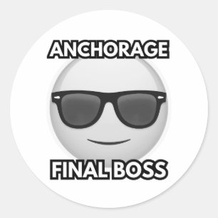 Anchorage Final Boss Cool Emoji Classic Round Sticker