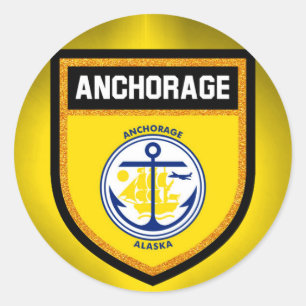 Anchorage Flag Classic Round Sticker