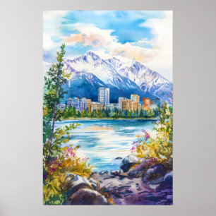 Anchorage Watercolor Poster Watercolor Park Ski