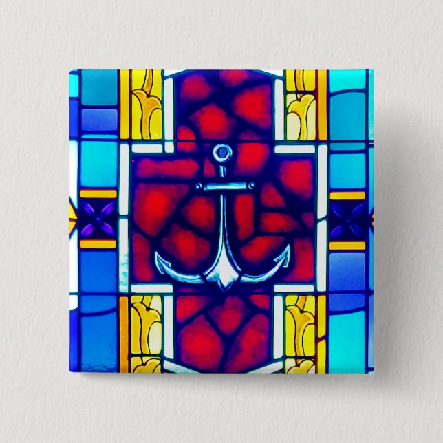 Anchored 2 Inch Square Button (Front)